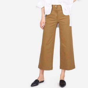 Everlane Wide Leg Cropped Garment Dyed Tan Pants